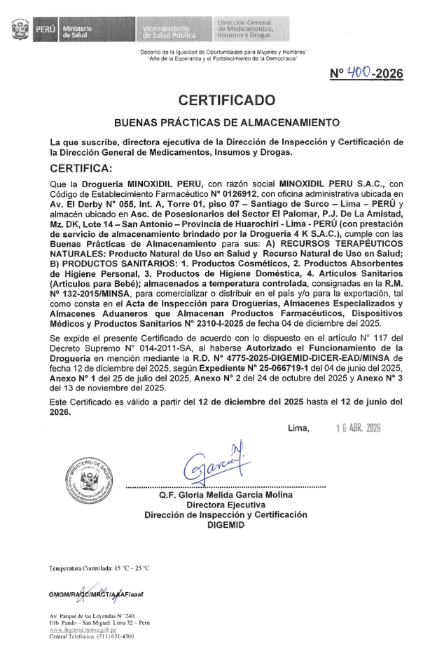 Certificado de Buenas Prácticas de Almacenamiento
